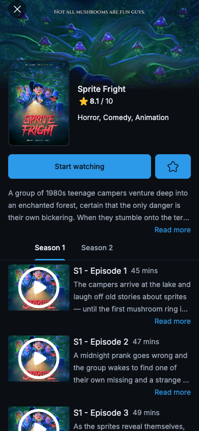 Favorites library with category chips